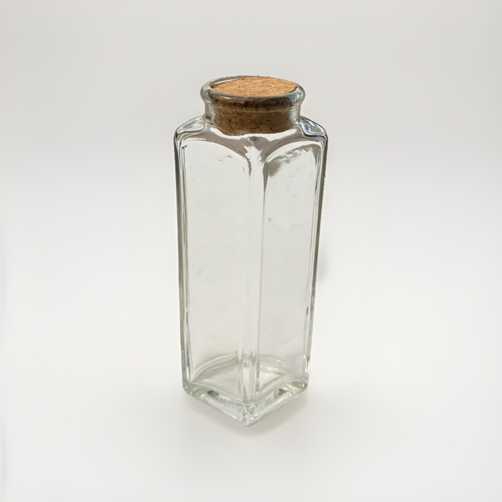 Ann's House of Nuts Diamond Shaped Clear Glass Canister Storage Jar & Cork Lid